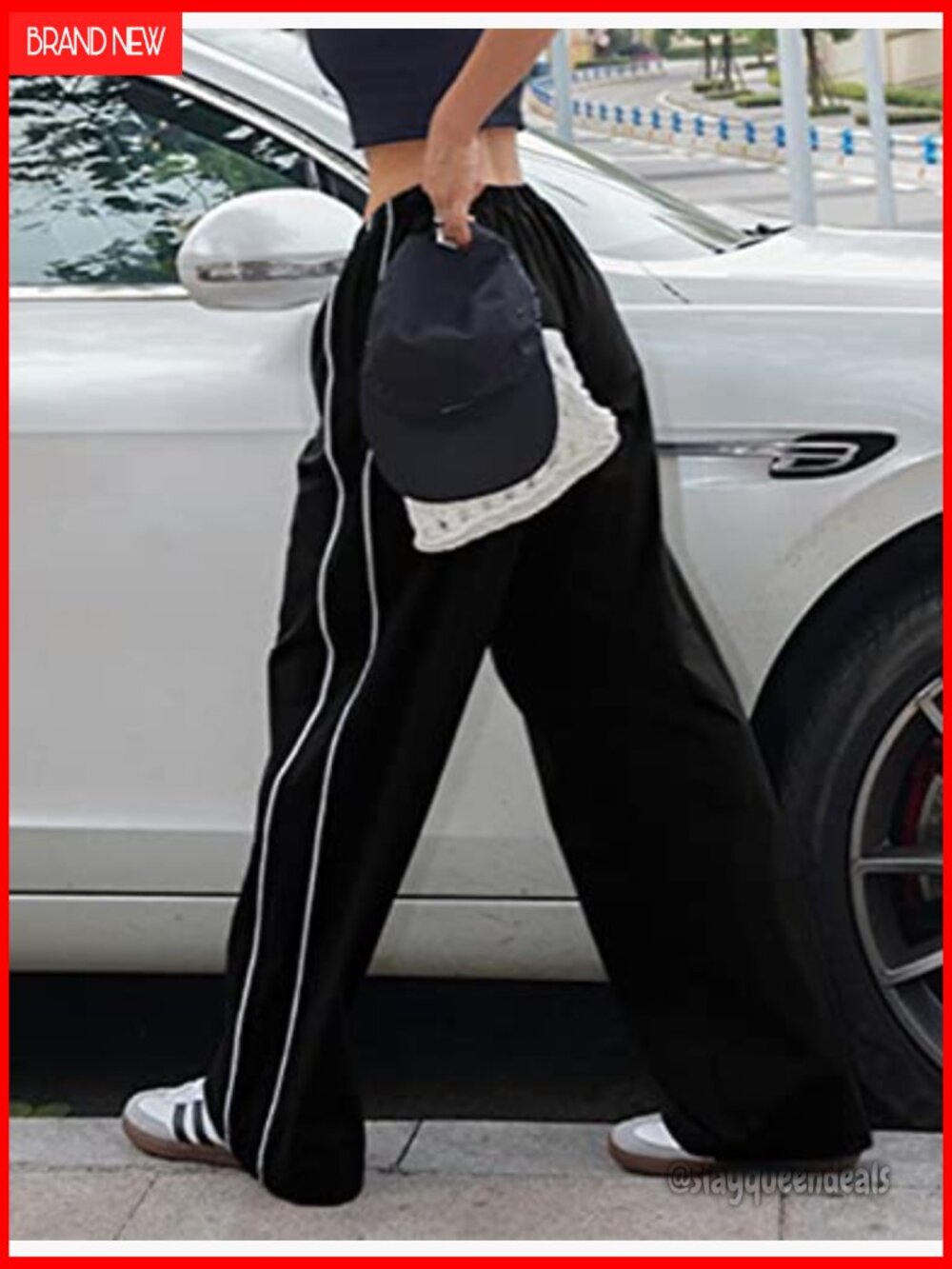 Baggy Y2K Parachute Track Pants High Waist Elastic Waist Cuffed Hem - Picture 3 of 7